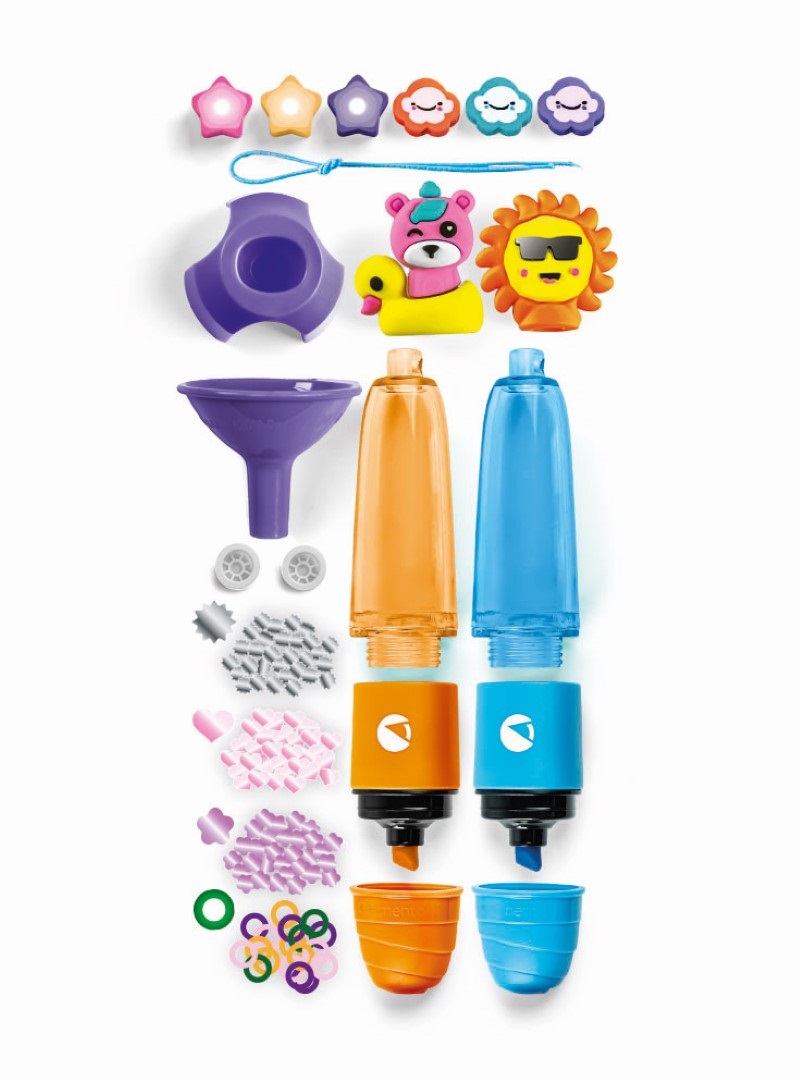 Clementoni 18130 Create Your Highlighters Crazy Summer - Kit Creativo per Bambini con 2 Evidenziatori Personalizzabili e Accessori