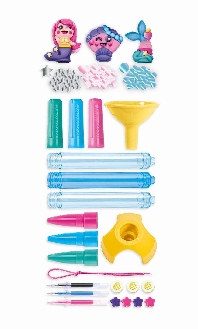 Clementoni Create Your Pens Magical Mermaids - Kit Creativo per Bambini 6 Anni con 3 Penne Personalizzabili, Inchiostri e Accessori