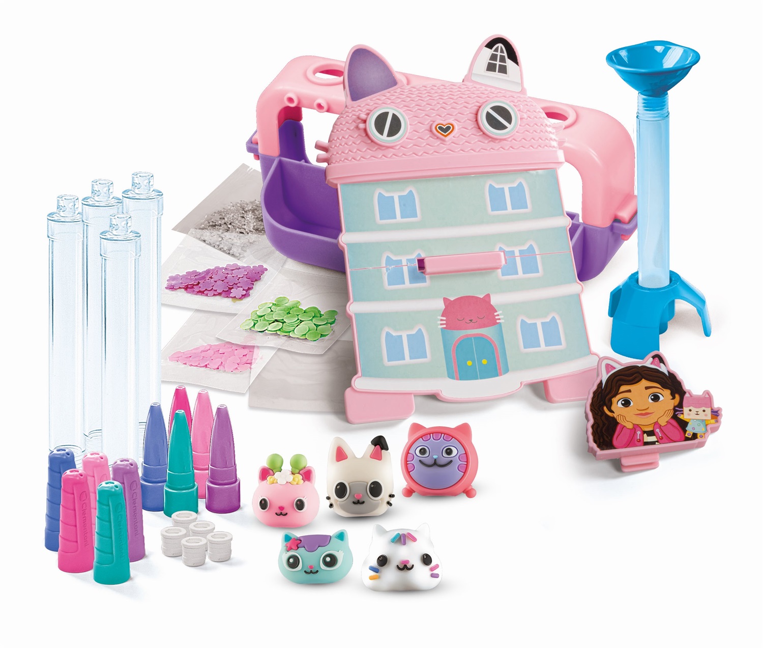 Clementoni Laboratorio delle Penne Gabby's Dollhouse - Kit Creativo per Bambini 6 Anni con 25 Accessori e 5 Penne Personalizzabili