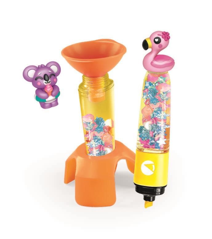 Clementoni Idea - Kit Creativo Beach Buddies per Bambini 6 Anni, Evidenziatori Personalizzabili con Decorazioni e Personaggi