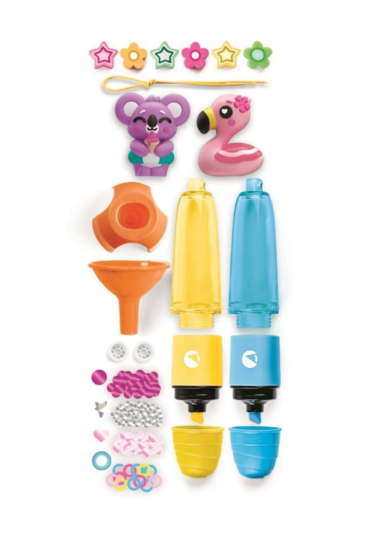 Clementoni Idea - Kit Creativo Beach Buddies per Bambini 6 Anni, Evidenziatori Personalizzabili con Decorazioni e Personaggi
