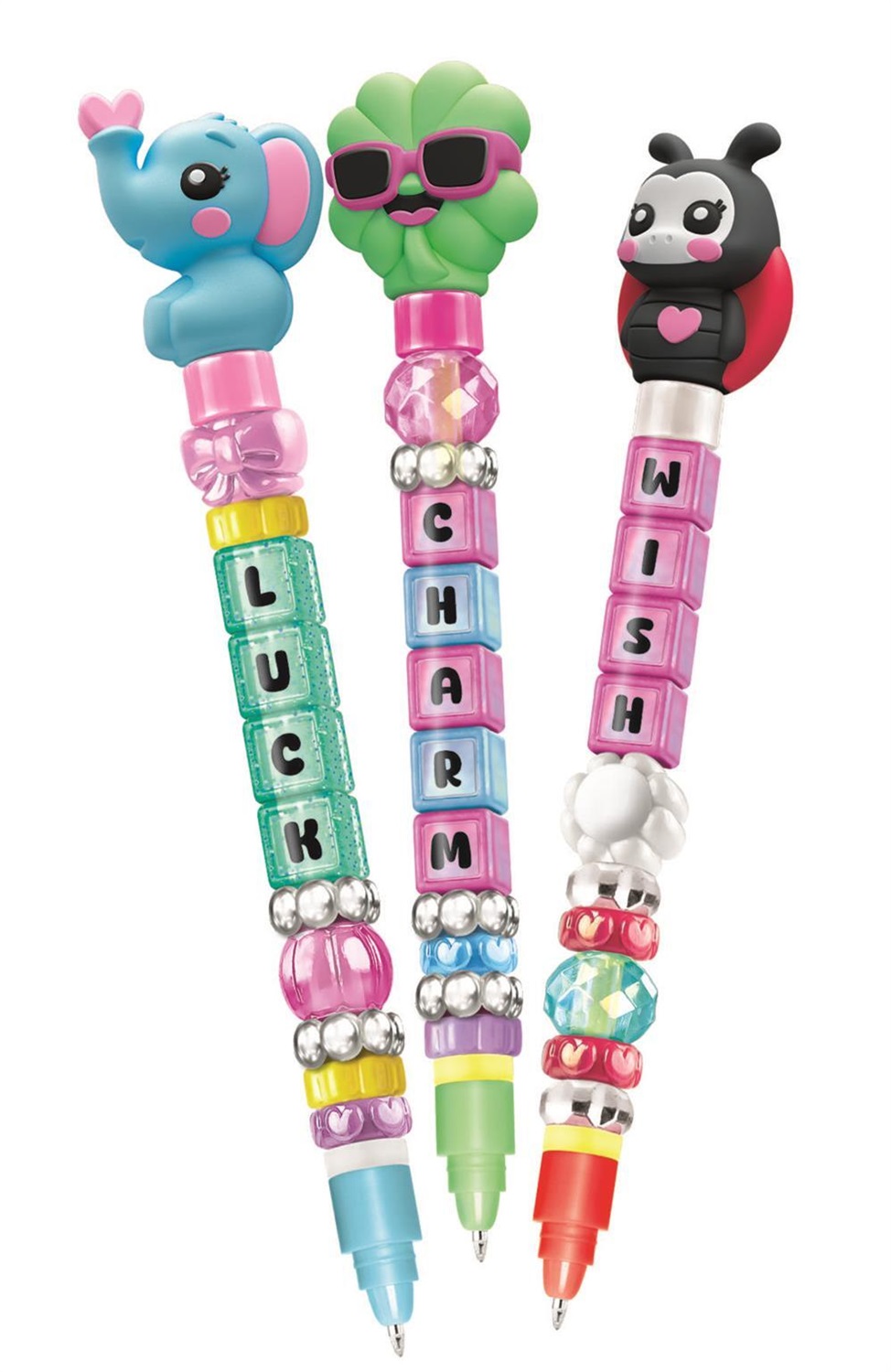 Clementoni Create Your Message Pens Lucky Charms - Kit Creativo con Penne Personalizzabili e Charms Portafortuna per Bambini 6 Anni