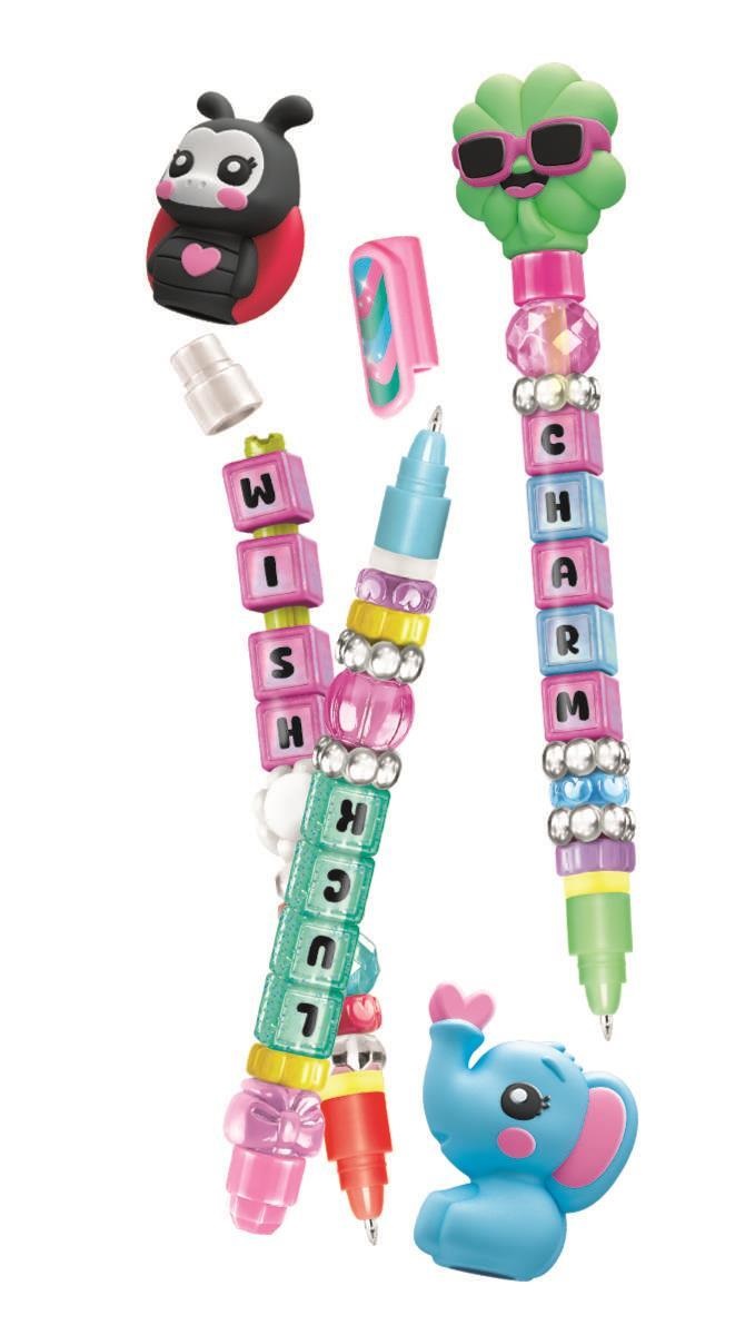 Clementoni Create Your Message Pens Lucky Charms - Kit Creativo con Penne Personalizzabili e Charms Portafortuna per Bambini 6 Anni