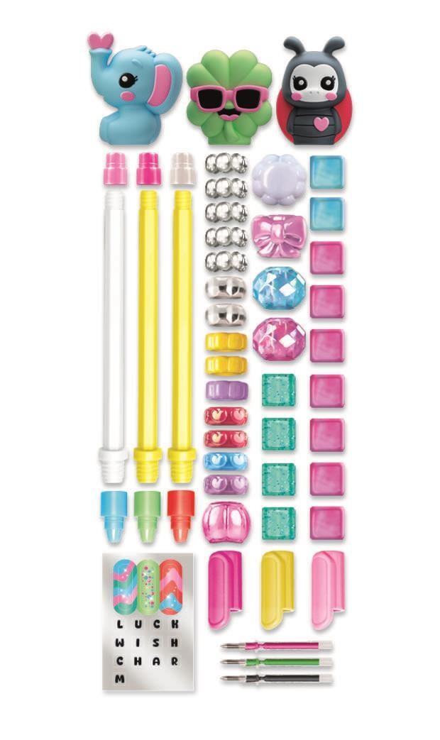 Clementoni Create Your Message Pens Lucky Charms - Kit Creativo con Penne Personalizzabili e Charms Portafortuna per Bambini 6 Anni