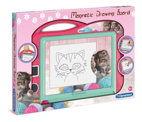 Clementoni Lavagna Magnetica Gatti - Giocattolo Artistico per Disegnare e Cancellare con 3 Stampini