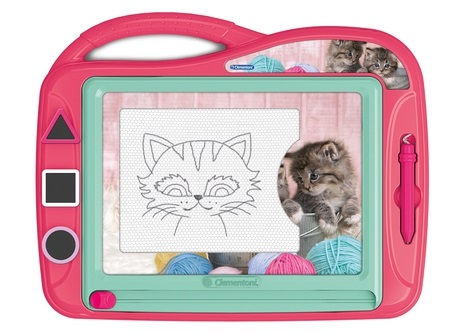 Clementoni Lavagna Magnetica Gatti - Giocattolo Artistico per Disegnare e Cancellare con 3 Stampini