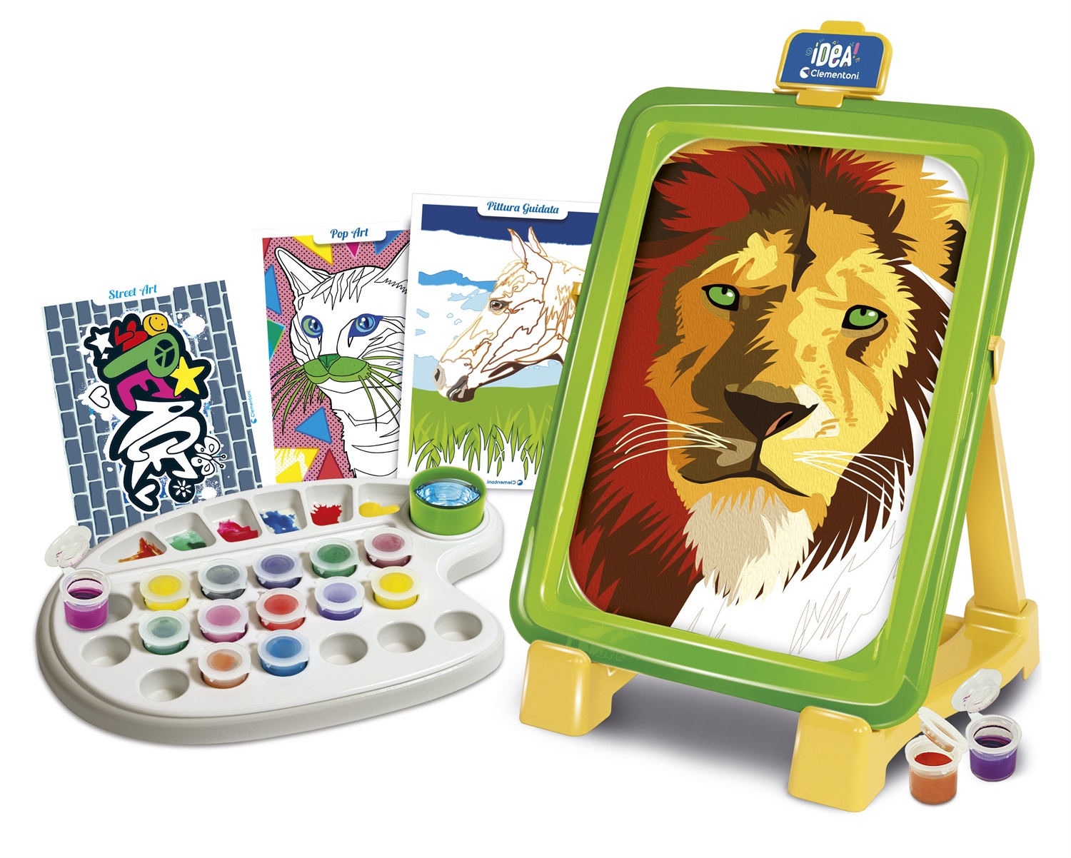 Clementoni Idea Atelier della Pittura - Set Creativo per Bambini 7 Anni con Cavalletto, Lavagna, Tempere e Pennelli, Made in Italy