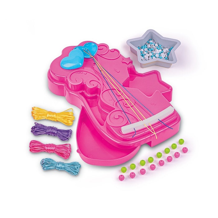 Clementoni Crazy Chic Friendship Bracelets Mania - Kit Creativo per Bambini 7 Anni con Telaio, Perline Colorate e Cordini Glam