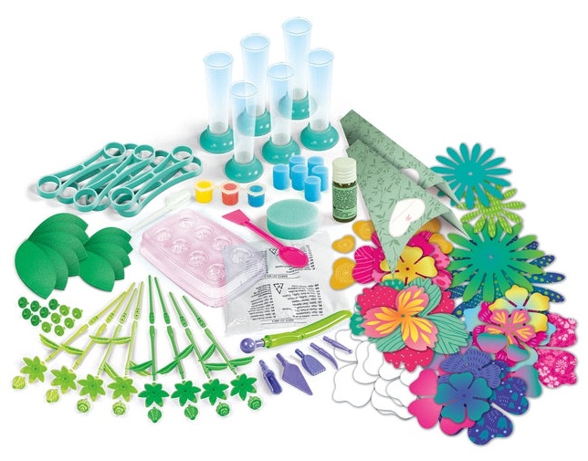 Clementoni Idea Il Laboratorio dei Fiori - Kit Creativo per Bambini 8 Anni con 8 Fiori da Colorare e Profumare