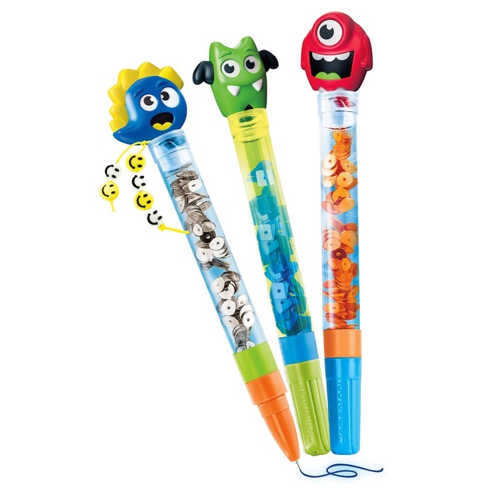 Clementoni Idea - Create Your Pens: Monster, Kit Creativo per Personalizzare 3 Penne con Inchiostri Colorati e Accessori, Età 6