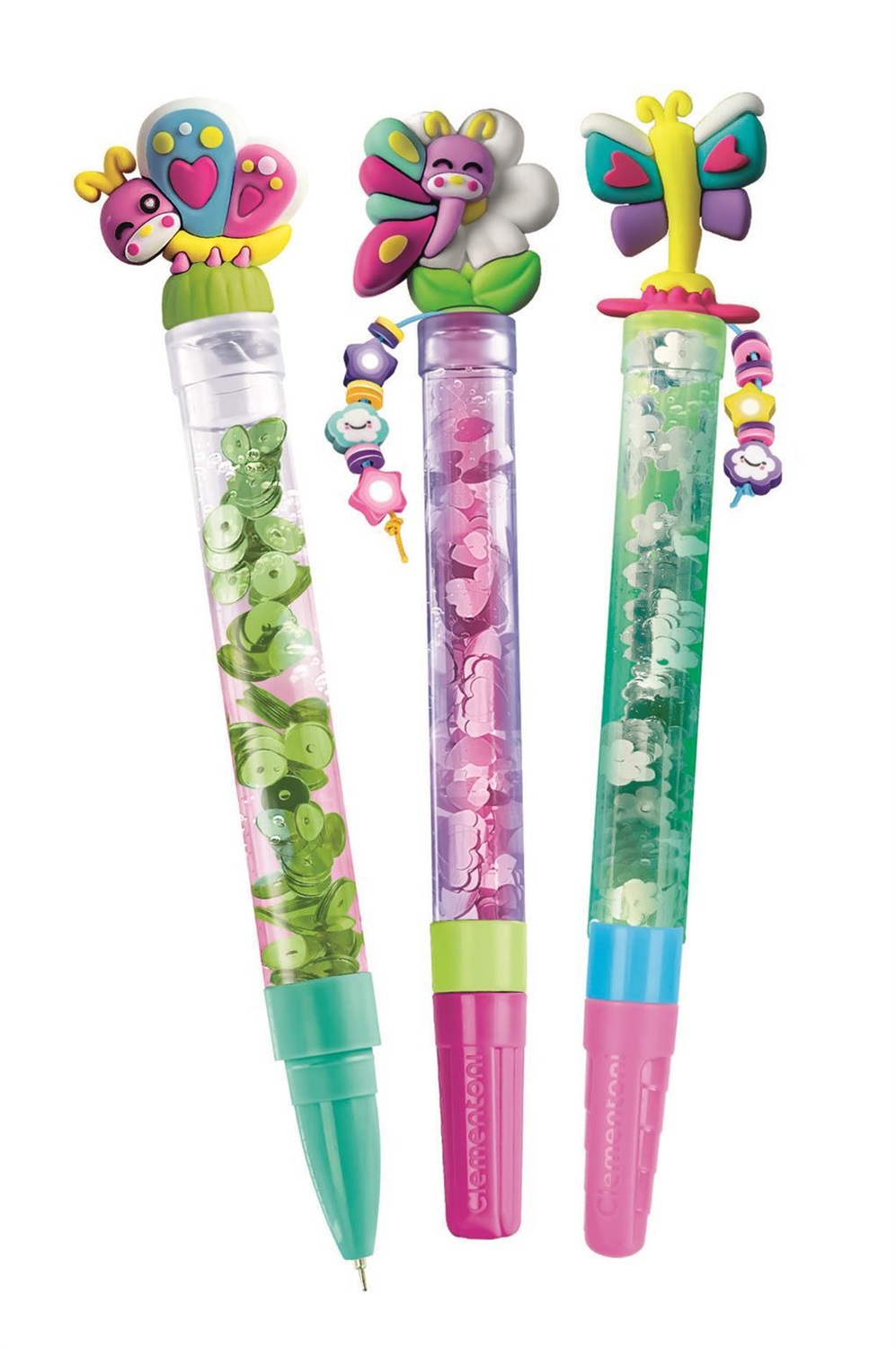 Clementoni Create Your Pens: Wonderful Butterflies - Kit Creativo per Bambini 6 Anni con 3 Penne Personalizzabili, Inchiostri e Accessori