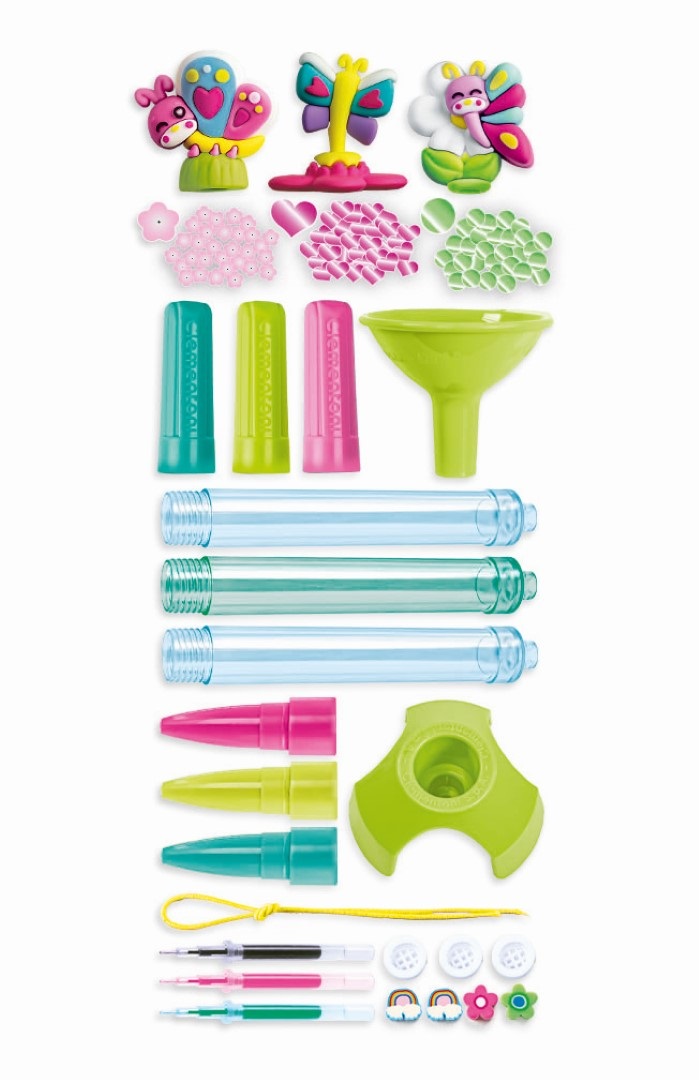 Clementoni Create Your Pens: Wonderful Butterflies - Kit Creativo per Bambini 6 Anni con 3 Penne Personalizzabili, Inchiostri e Accessori