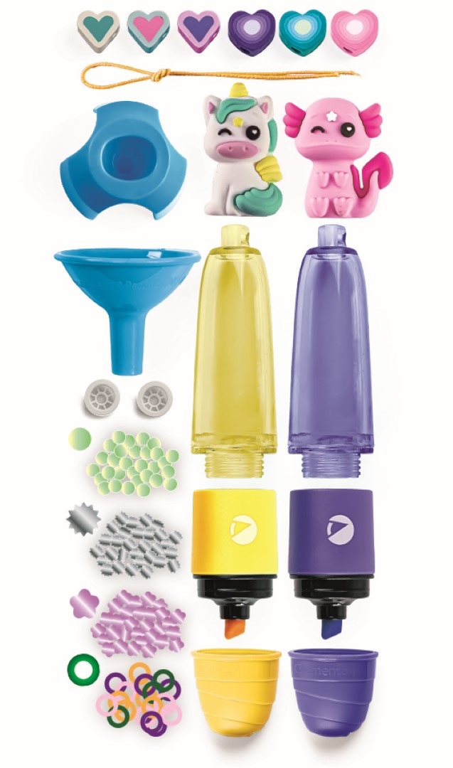 Clementoni 18874 Create Your Highlighters: Trendy Animals - Kit Creativo con 2 Evidenziatori Personalizzabili e Accessori per Bambini 6 Anni