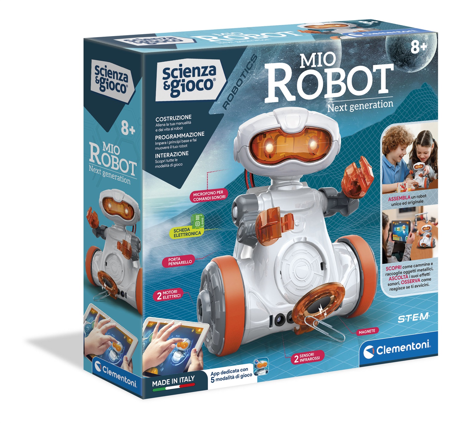 Clementoni Mio Robot - Robot Assemblabile con Sensori Infrarossi e Modalità di Gioco Educativa