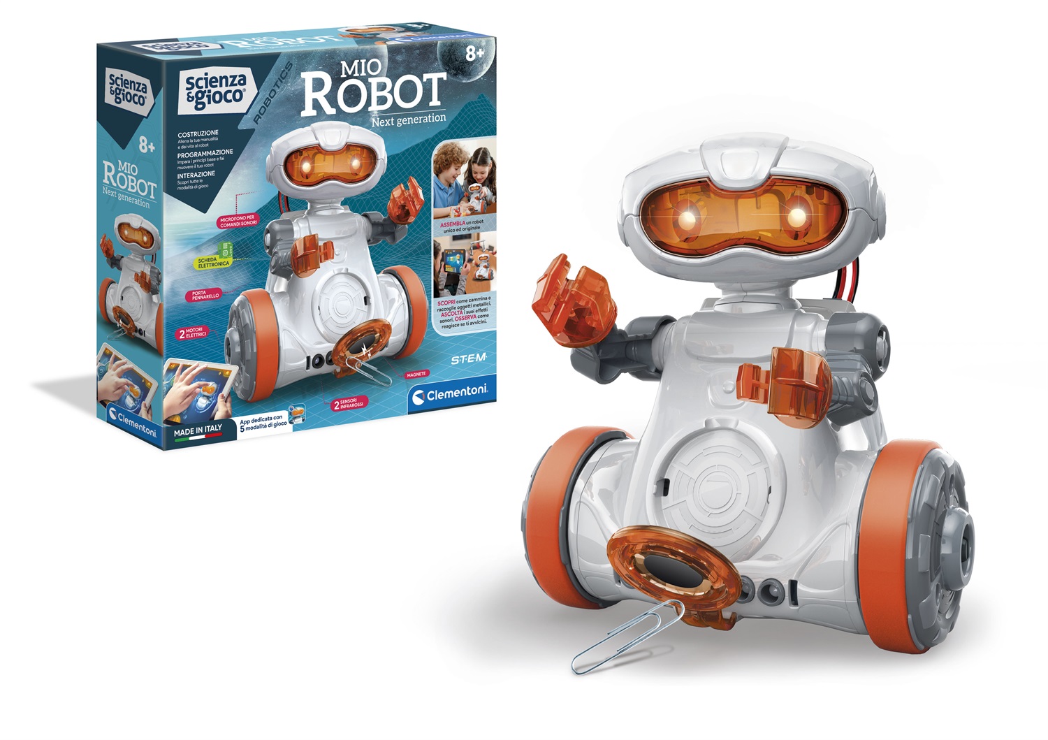 Clementoni Mio Robot - Robot Assemblabile con Sensori Infrarossi e Modalità di Gioco Educativa