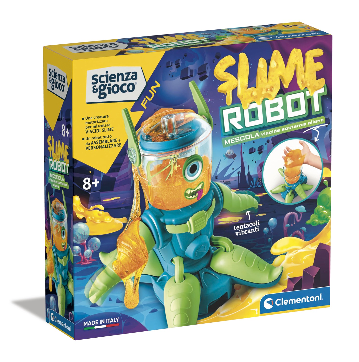 Clementoni Slime Robot - Robot da Assemblare per Creare Slime, Include Colla e Colorante, Età 8