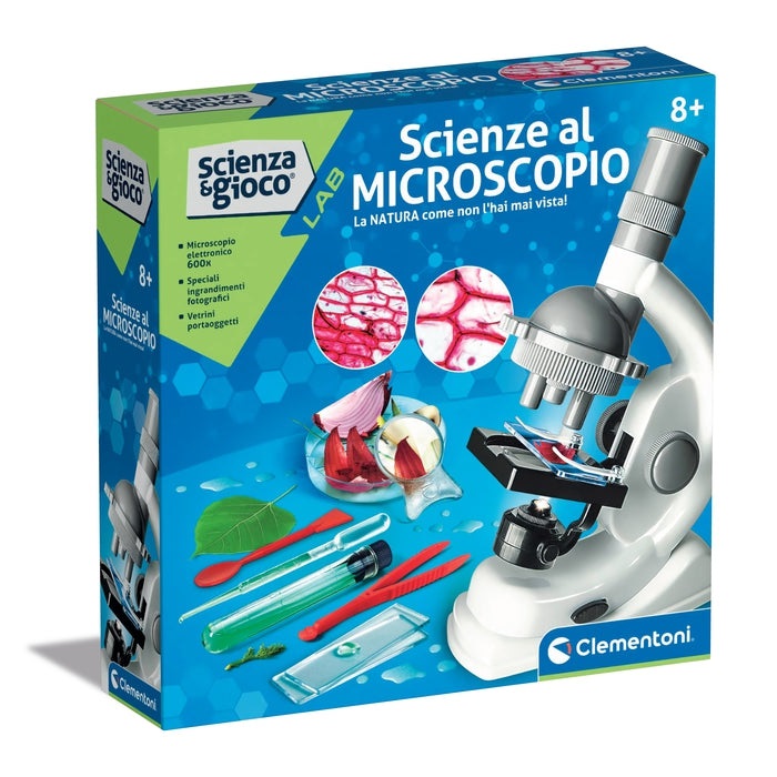 Clementoni 19309 Microscopio Professionale per Bambini - Ingrandimento fino a 600x con Oltre 50 Esperimenti Scientifici