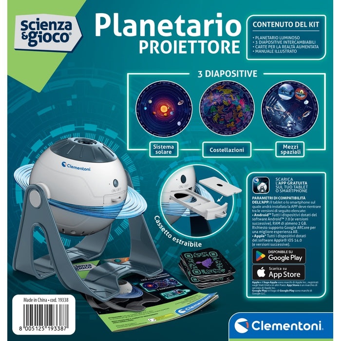 Clementoni Scienza e Gioco Lab - Planetario Proiettore delle Stelle Animato 3D, Gioco Scientifico per Bambini 8 Anni, Scopri il Sistema Solare e le Costellazioni, Made in Italy, Lingua Italiana, 19338