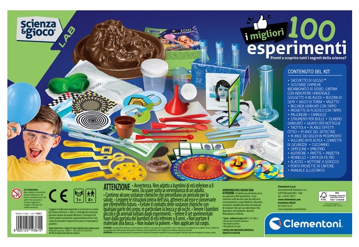 Clementoni Scienza e Gioco Lab - Laboratorio di Scienze con oltre 100 Esperimenti per Bambini 8 Anni, Chimica, Fisica, Botanica, Made in Italy
