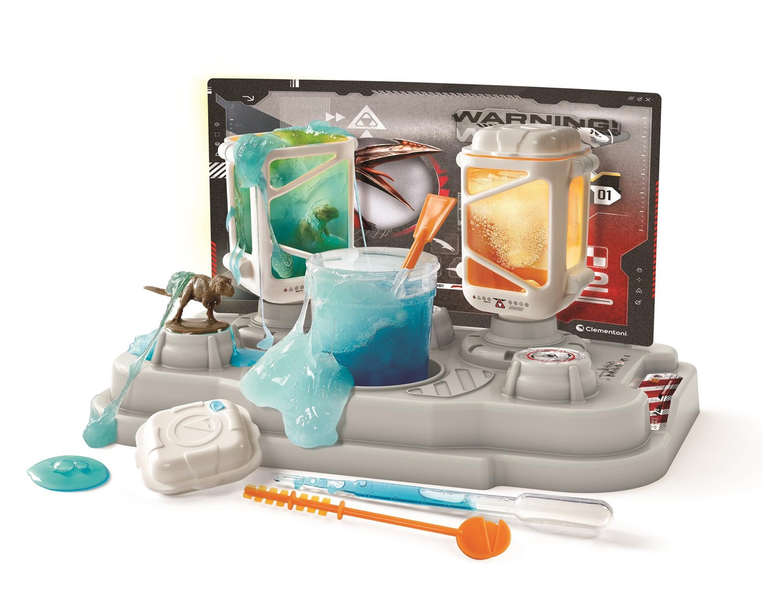 Clementoni Jurassic World Secret Lab - Kit Scientifico con Dinosauri Illuminati e Creazione di Slime per Bambini 8