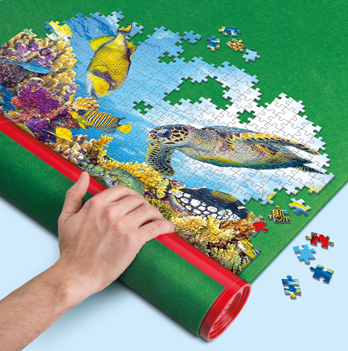 Clementoni Rullo Portapuzzle e Tappetino in Feltro 105x78cm per Puzzle Fino a 2000 Pezzi