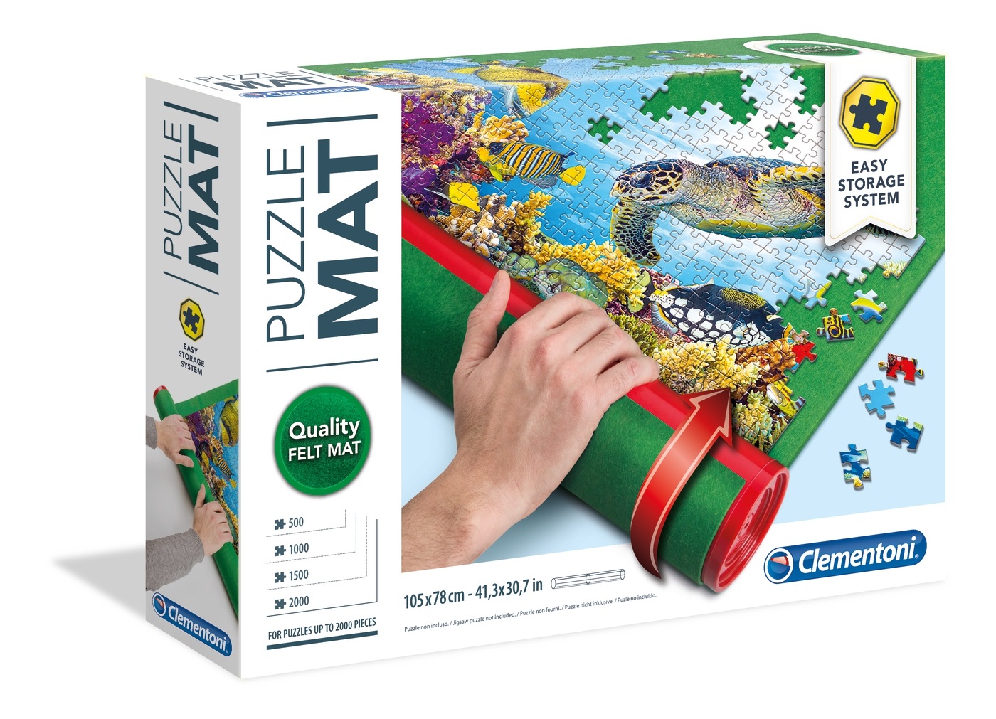 Clementoni Rullo Portapuzzle e Tappetino in Feltro 105x78cm per Puzzle Fino a 2000 Pezzi