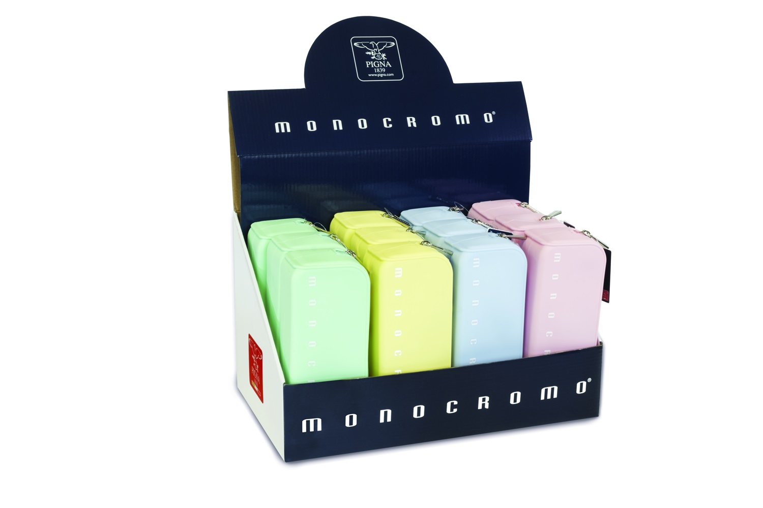 PIGNA Astuccio Monocromo in Silicone Soft Touch - 80x200x60 mm - Colori Pastel Assortiti (Azzurro, Rosa, Giallo Chiaro, Verde Menta) - Conf. 12 Pezzi