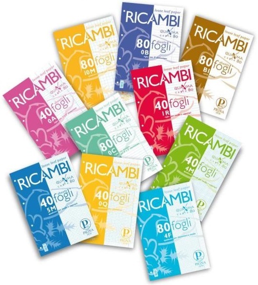 Pigna Quaxima Ricambi per Quaderni A5 - 40 Fogli Bianchi 80 g/m² con Rigatura 5 mm e Perforazione a 4 Fori
