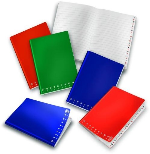 Pigna MONOCROMO Rubrica A5 con Punto Metallico, 40 Fogli, Copertina Plastificata Lucida, 3 Varianti Colore