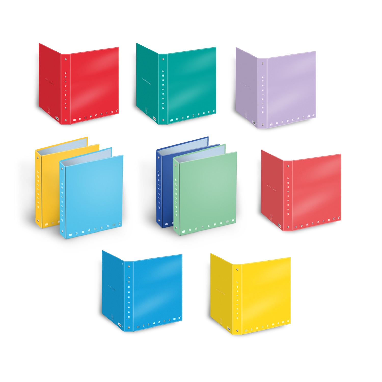 Pigna Monocromo 001196330 - Raccoglitore Cartonato ad Anelli A4, 27x32 cm, 30 mm, Confezione da 5 Pezzi, Colori Assortiti