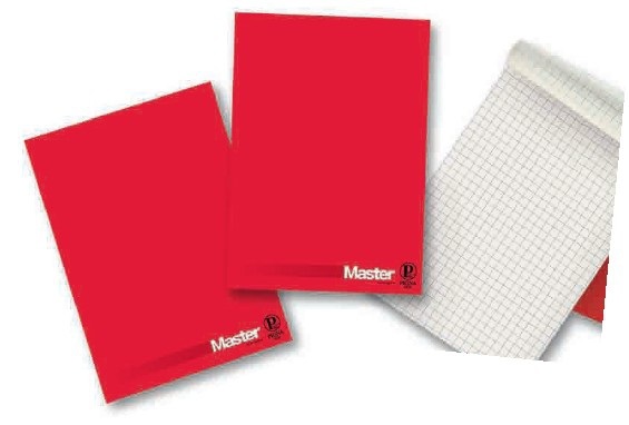 Pigna Master Blocco Collato A4 Rosso - 90 Fogli 80 gr/mq, Conf. da 5 Pz