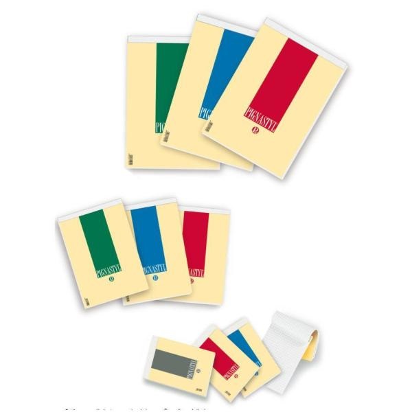 Pigna Pignastyl Blocco A5 con Punto Metallico - 70 Fogli in Carta da 80 g/m², Copertina Goffrata, Confezione da 10