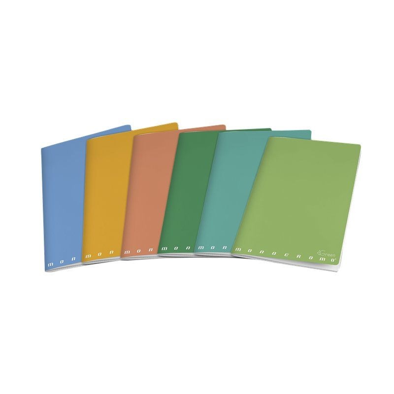 Pigna 02309784M Maxi Quaderno A4 Monocromo Green - 42 Fogli, 80 gr, Rigatura 4mm, Confezione da 10