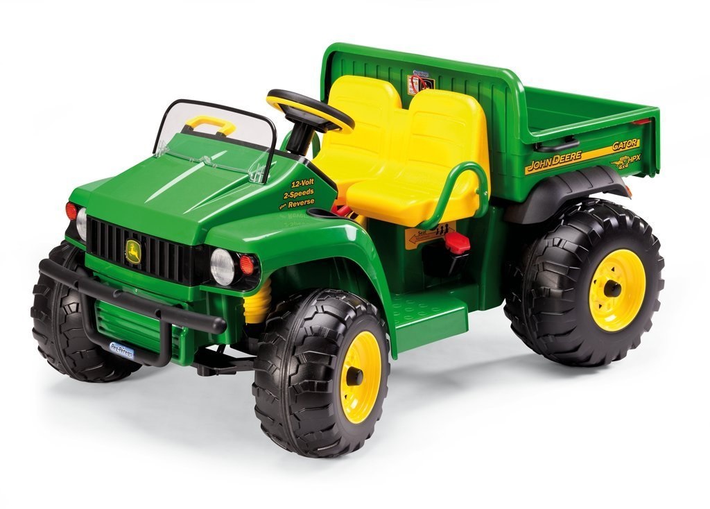 Peg Perego John Deere Gator HPX - Trattore Elettrico Cavalcabile per Bambini dai 3 Anni, 2 Posti, Batteria Ricaricabile da 12V, Cassone Ribaltabile e Clacson