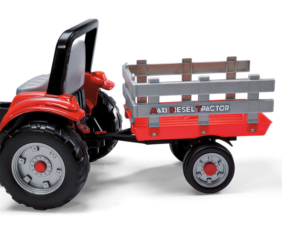 Peg Perego Maxi Diesel Tractor - Trattore a Pedali per Bambini dai 2 Anni con Rimorchio Rimovibile, Sedile Regolabile e Clacson