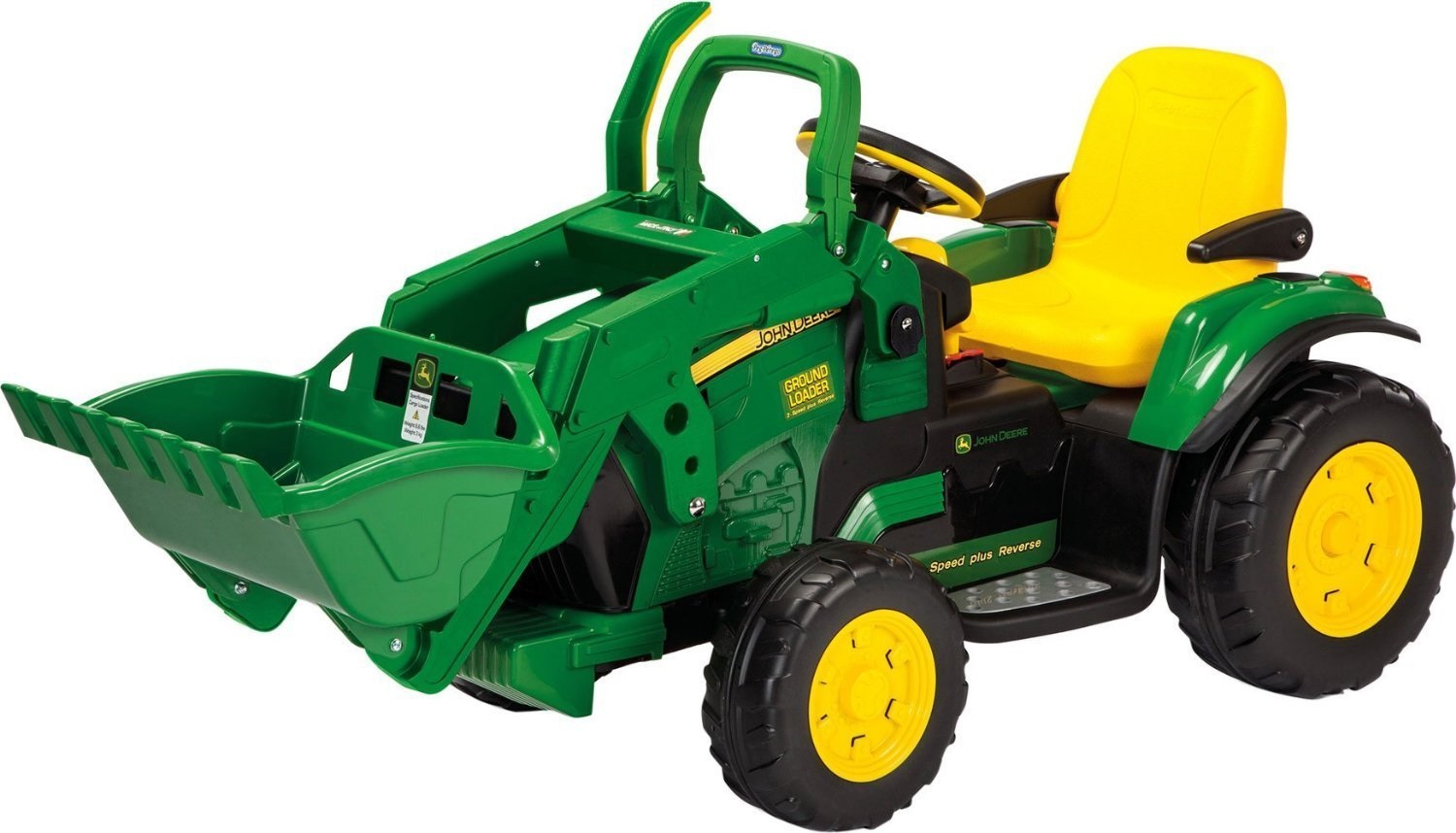 Peg Perego John Deere Ground Loader - Trattore Elettrico Cavalcabile per Bambini 3 Anni con Batteria Ricaricabile 12V, Radio FM e Benna Funzionante