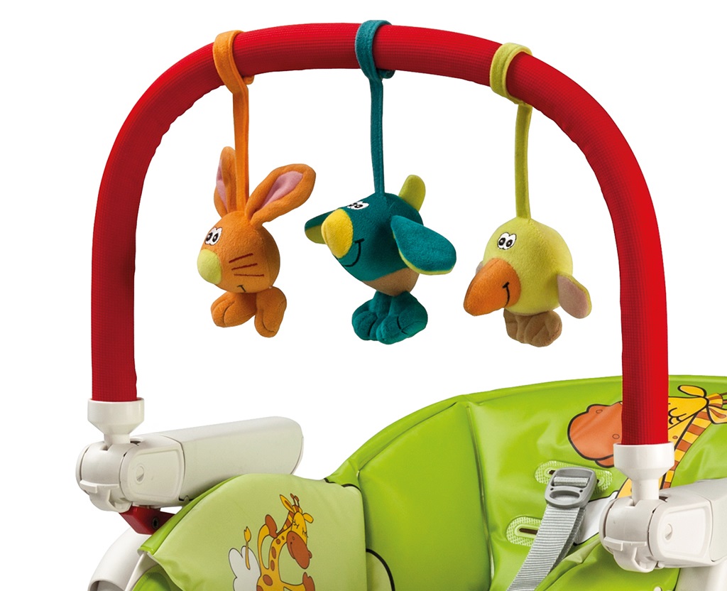 Peg Perego Barra Gioco per Seggiolone - Trasforma il Seggiolone in un'Area Giochi con 3 Pupazzetti Morbidi