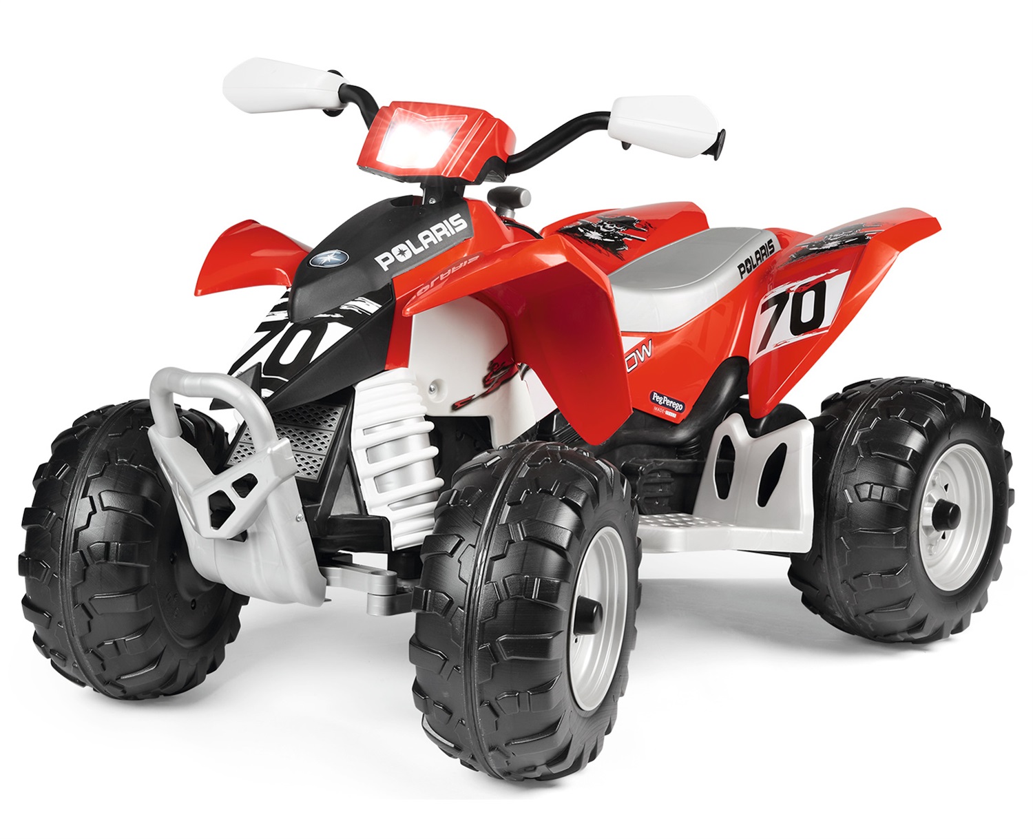 Peg Perego Polaris Outlaw 330W - Quad Elettrico Cavalcabile per Bambini dai 3 Anni, con Batteria Ricaricabile da 12V, Cruscotto Multifunzione, Musica, Luci e Suoni