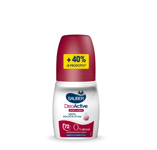 Sauber DeoActive Roll-On 70 ml - Deodorante Sport & Stress, Protezione Fino a 72 Ore, Senza Alcool, Resistente all'Acqua
