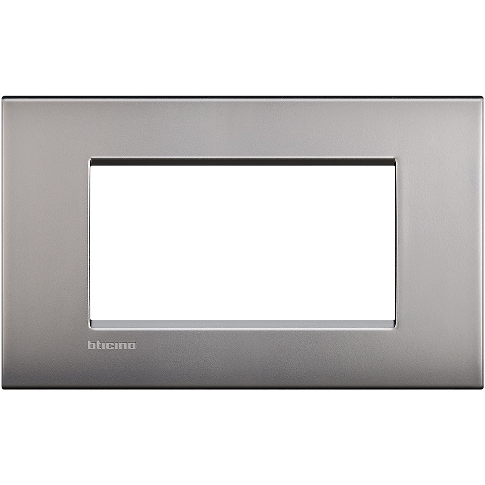 BTicino LNC4804NK Placca Livinglight Air 4 Moduli in Nichel Satinato - Spessore 3,5 mm