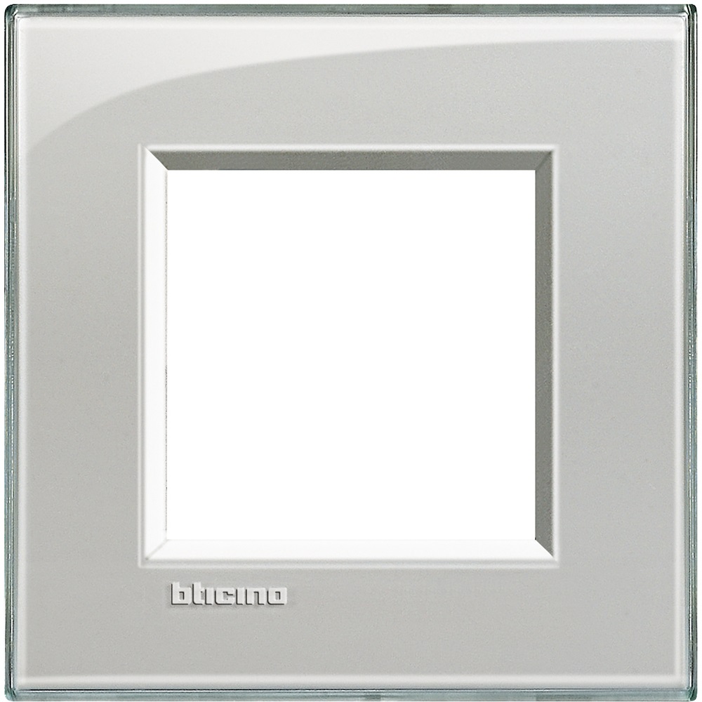 BTicino Living Light - Placca Quadra 2 Moduli Grigio Ghiaccio in Tecnopolimero