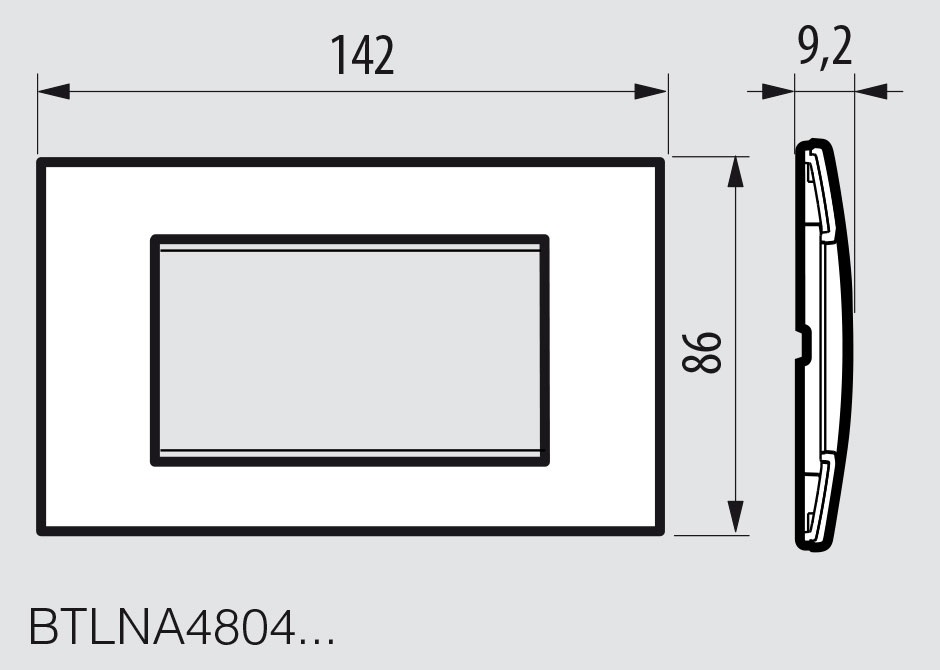 BTicino LNA4804AR Placca Quadra 4 Moduli Antracite in Tecnopolimero