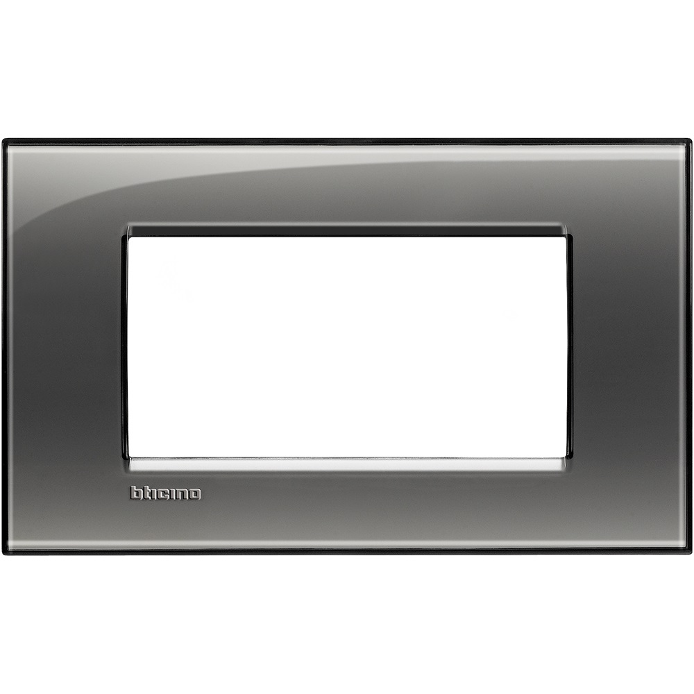 BTicino LNA4804KF Placca Quadra 4 Moduli Fumo di Londra in Tecnopolimero - Dimensioni 86x142 mm