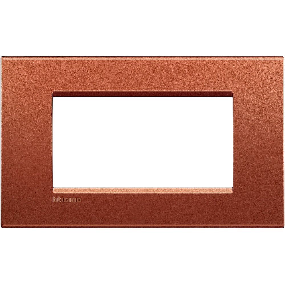 BTicino LNA4804RK Placca quadra 4 moduli in metallo - Colore Brick - Dimensioni 86x142 mm