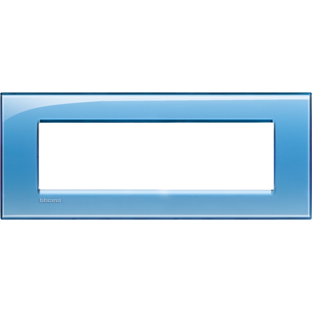 BTicino Livinglight Placca Rettangolare 7 Moduli Azzurro in Tecnopolimero - Dimensioni 86x208 mm