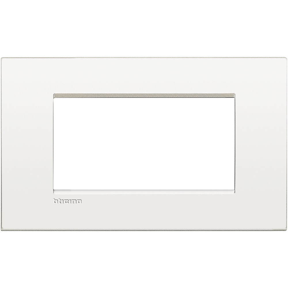 BTICINO LNC4804BN Placca Livinglight AIR 4 Moduli, Bianco Puro, Metallo, Spessore 3,5 mm