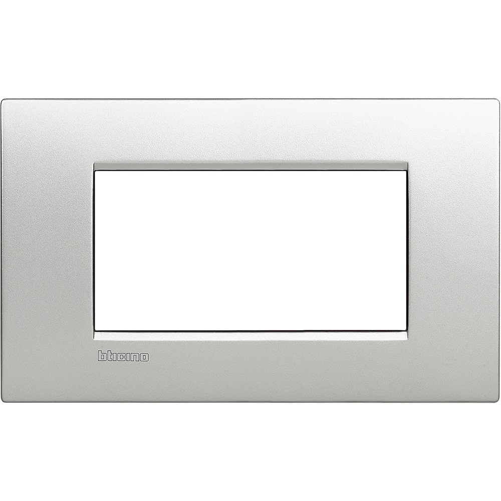 BTicino LNC4804TE Placca Tecnologica 4 Moduli Living Light in Metallo - Argento e Antracite