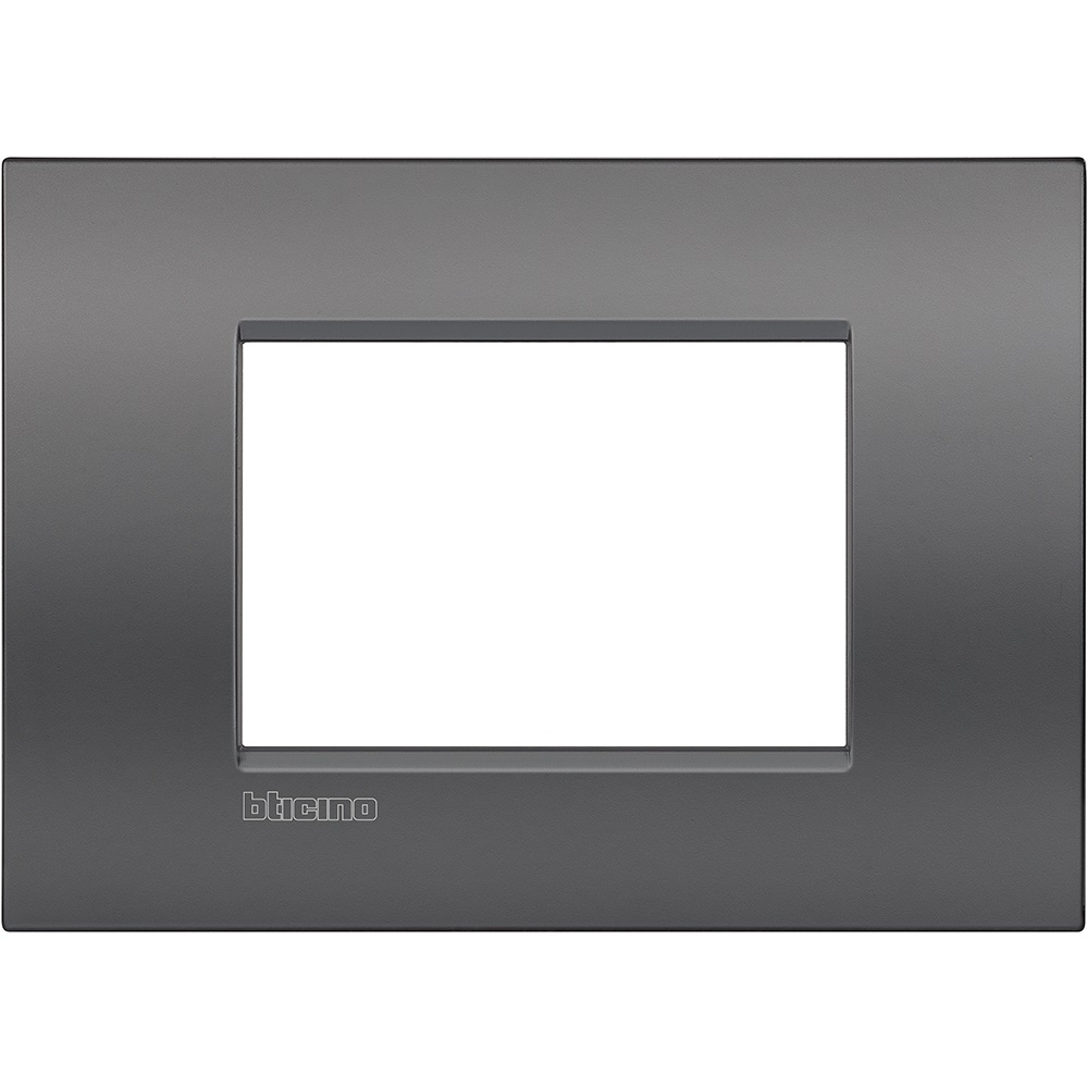 BTicino LNC4803ST Placca Livinglight Air 3 Moduli in Metallo - Grigio, Sottile 3.5mm