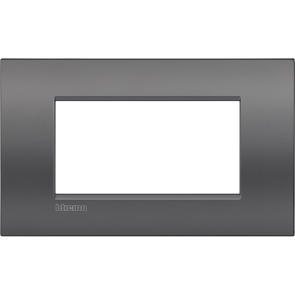 BTicino Placca Livinglight Air 4 Moduli, Grigio, Metallo, Spessore 3.5 mm