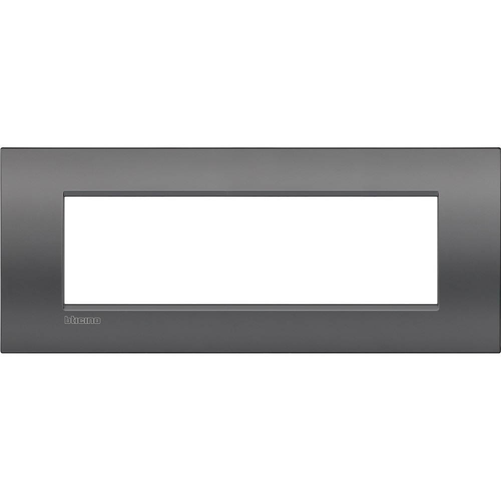 BTicino LNC4807ST Placca copripresa e copri interruttori 7 moduli Living Light Air in metallo, Grigio